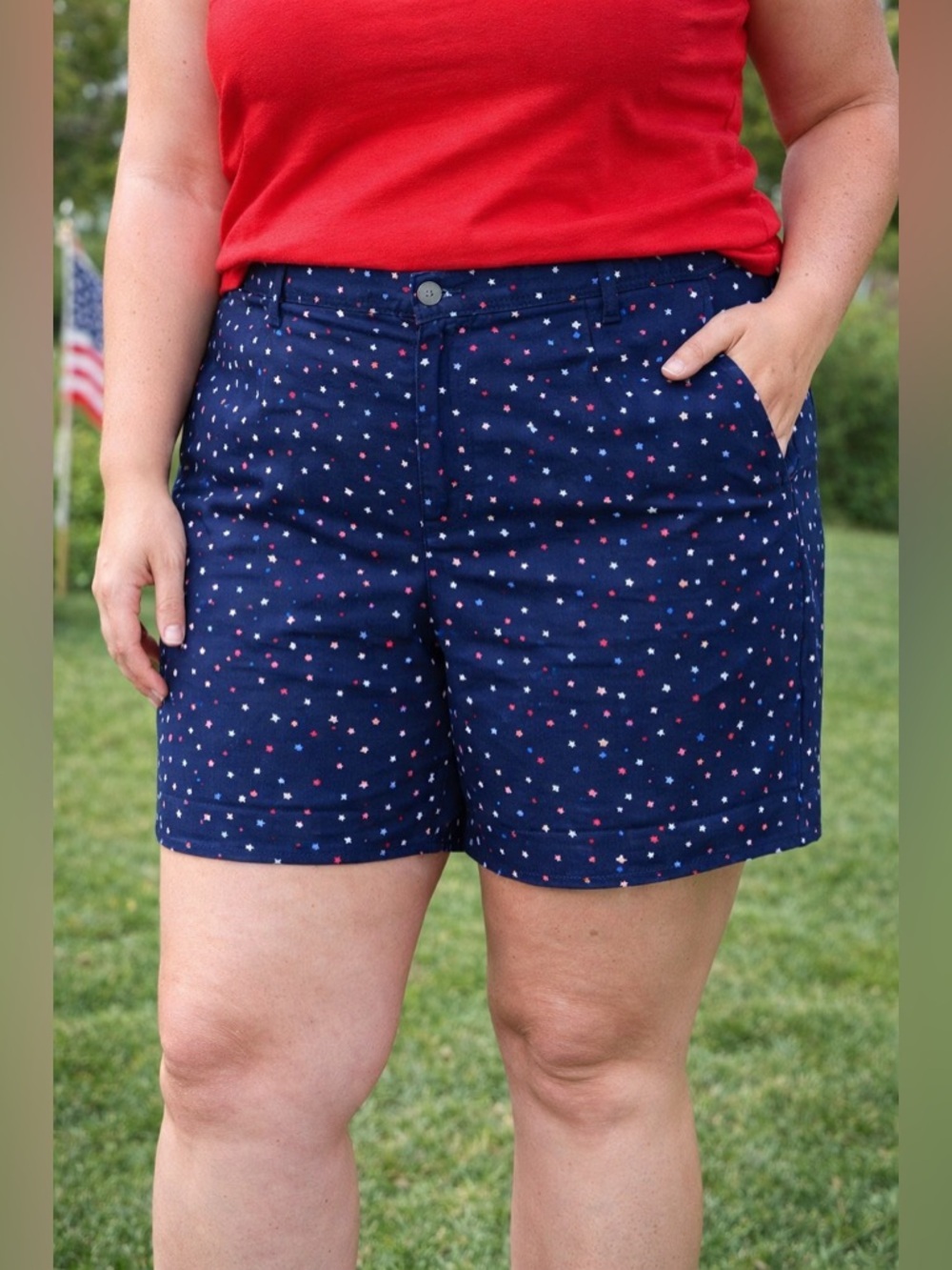 Talbots Navy Star Print Chino Shorts